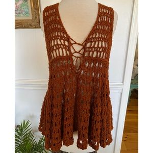 Free People Crocheted Sweater Vest